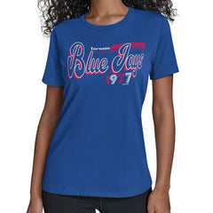 Toronto Blue Jays Starter Women's Groovy Script Team Fitted T-Shirt Discount