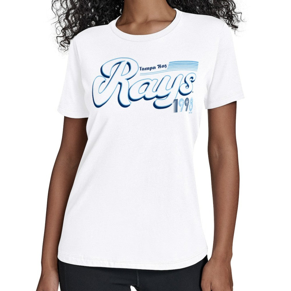 Tampa Bay Rays Starter Women's Groovy Script Team Fitted T-Shirt Outlet