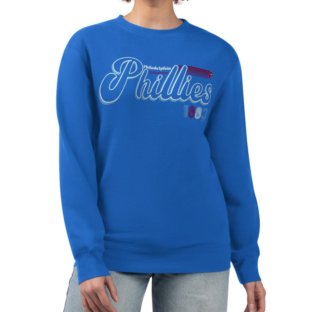 Philadelphia Phillies Starter Women's Groovy Script Team Fleece Pullover Sweatshirt Discount