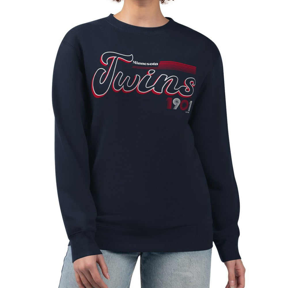 Minnesota Twins Starter Women's Groovy Script Team Fleece Pullover Sweatshirt Outlet