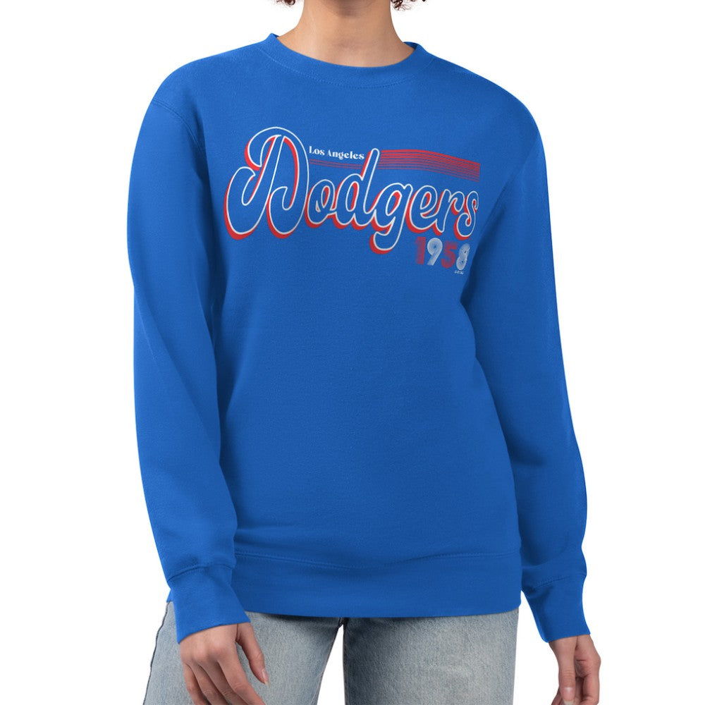 Los Angeles Dodgers Starter Women's Groovy Script Team Fleece Pullover Sweatshirt Near Me