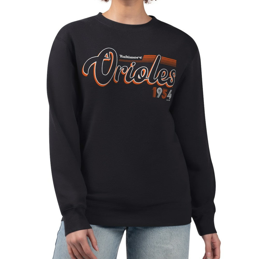 Baltimore Orioles Starter Women's Groovy Script Team Fleece Pullover Sweatshirt Online