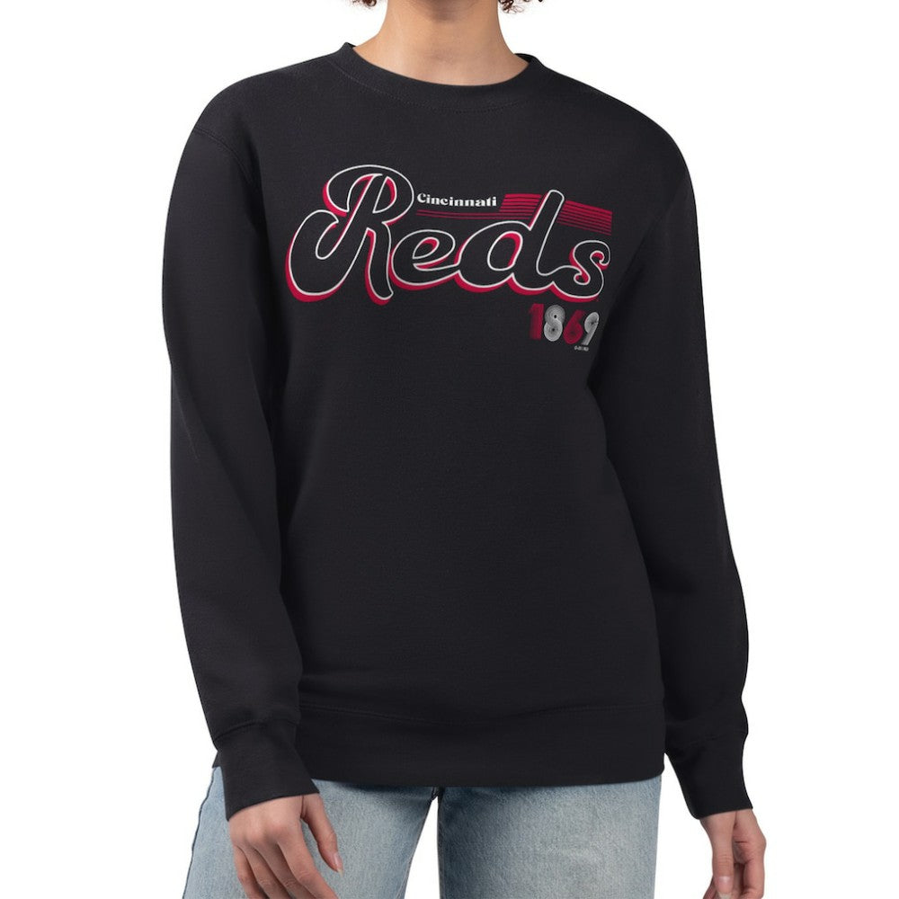 Cincinnati Reds Starter Women's Groovy Script Team Fleece Pullover Sweatshirt for sale