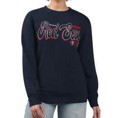 Boston Red Sox Starter Women's Groovy Script Team Fleece Pullover Sweatshirt for sale