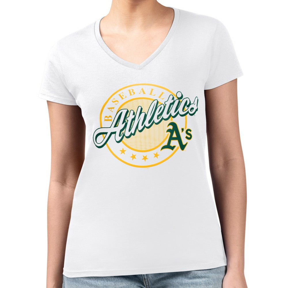 Athletics G-III 4Her by Carl Banks Women's Super-Slim Fit Lightweight Pinstripe Circle V-Neck T-Shirt Outlet