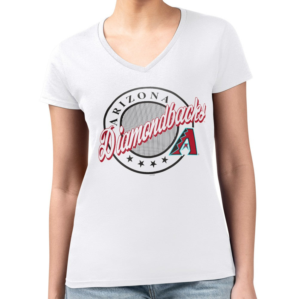 Arizona Diamondbacks G-III 4Her by Carl Banks Women's Super-Slim Fit Lightweight Pinstripe Circle V-Neck T-Shirt Near Me