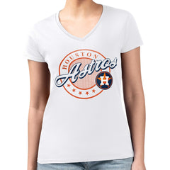 Houston Astros G-III 4Her by Carl Banks Women's Super-Slim Fit Lightweight Pinstripe Circle V-Neck T-Shirt Sale
