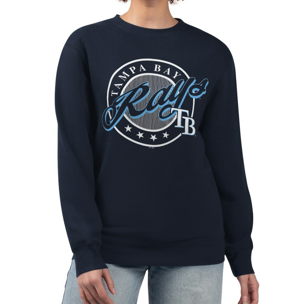 Tampa Bay Rays G-III 4Her by Carl Banks Women's Pinstripe Circle Team Fleece Pullover Sweatshirt Online