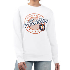 Houston Astros G-III 4Her by Carl Banks Women's Pinstripe Circle Team Fleece Pullover Sweatshirt Discount