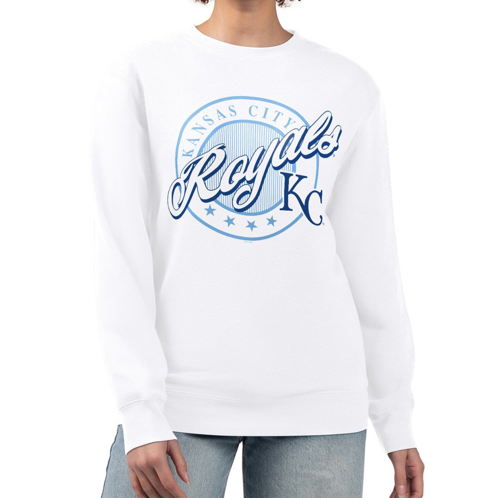 Kansas City Royals G-III 4Her by Carl Banks Women's Pinstripe Circle Team Fleece Pullover Sweatshirt for sale