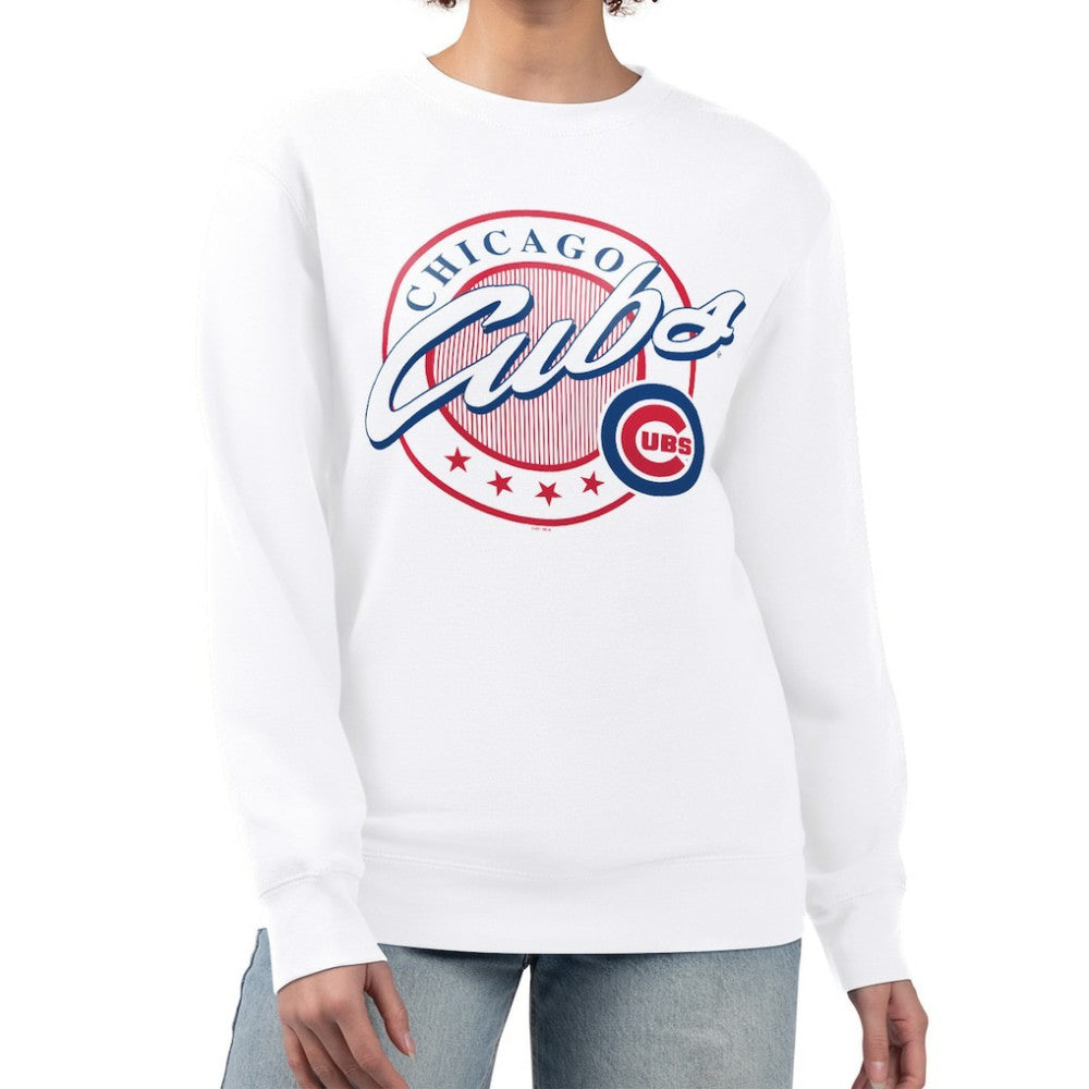 Chicago Cubs G-III 4Her by Carl Banks Women's Pinstripe Circle Team Fleece Pullover Sweatshirt Discount