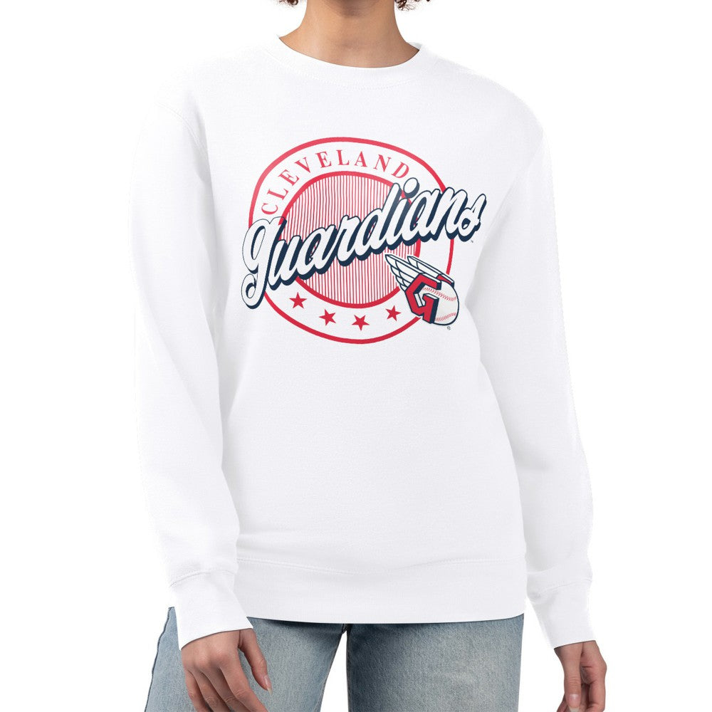 Cleveland Guardians G-III 4Her by Carl Banks Women's Pinstripe Circle Team Fleece Pullover Sweatshirt for sale