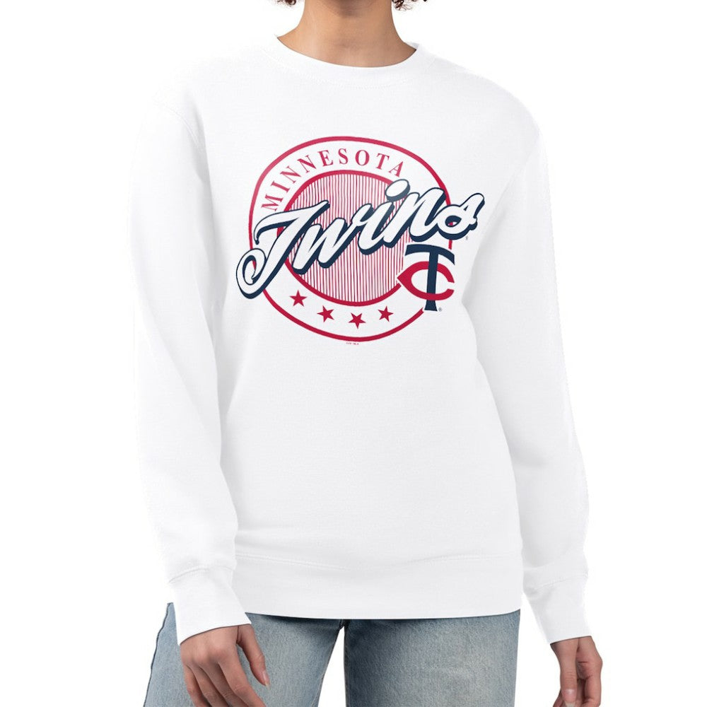 Minnesota Twins G-III 4Her by Carl Banks Women's Pinstripe Circle Team Fleece Pullover Sweatshirt Outlet