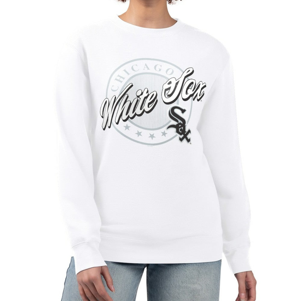 Chicago White Sox G-III 4Her by Carl Banks Women's Pinstripe Circle Team Fleece Pullover Sweatshirt Outlet