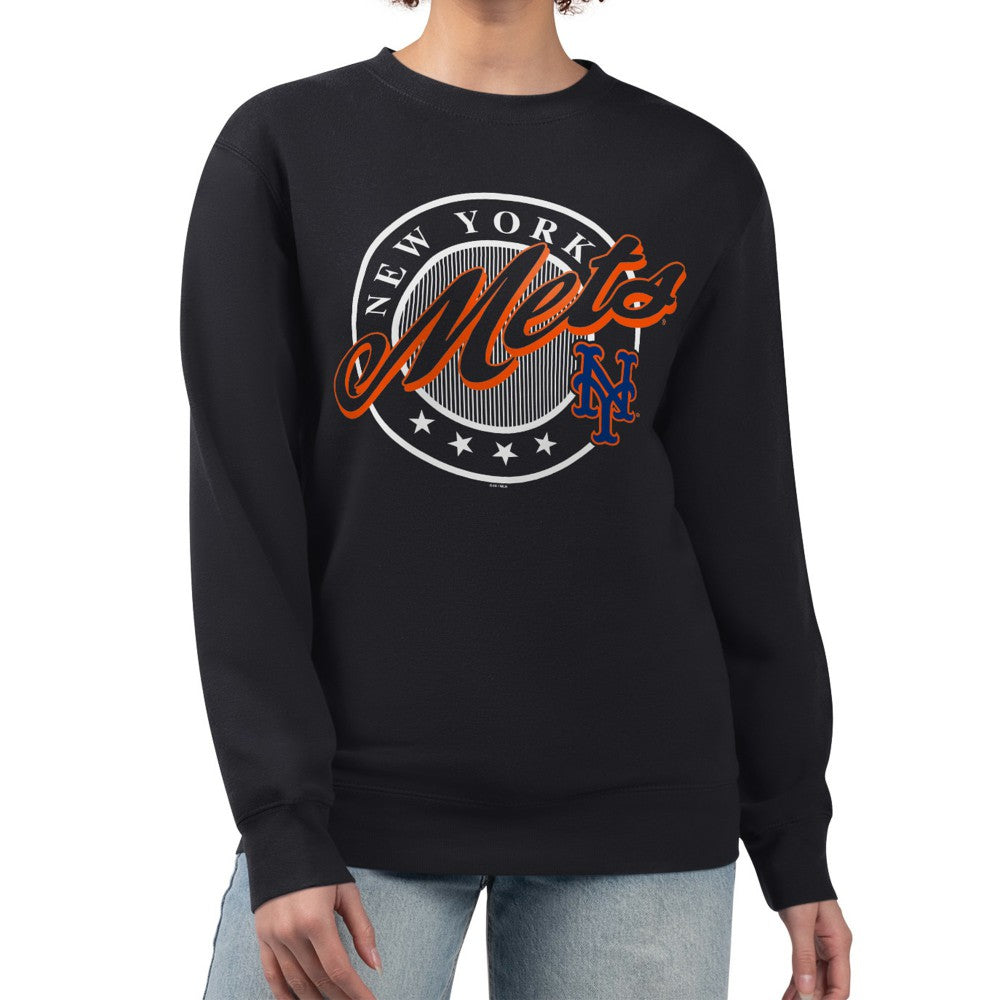 New York Mets G-III 4Her by Carl Banks Women's Pinstripe Circle Team Fleece Pullover Sweatshirt Near Me