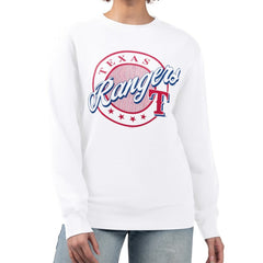 Texas Rangers G-III 4Her by Carl Banks Women's Pinstripe Circle Team Fleece Pullover Sweatshirt for sale