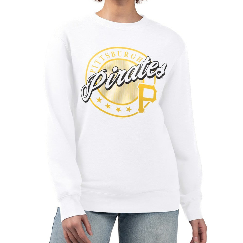 Pittsburgh Pirates G-III 4Her by Carl Banks Women's Pinstripe Circle Team Fleece Pullover Sweatshirt Discount