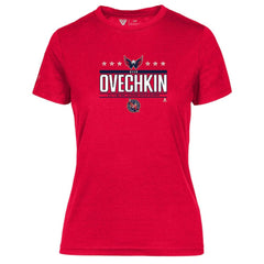 Alexander Ovechkin Washington Capitals Levelwear Women's NHL All-Time Leading Goal Scorer Milestone Stars Name & Number Maddox T-Shirt - Red | NHL Clearance
