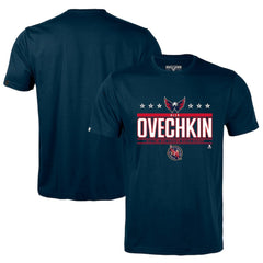 Alexander Ovechkin Washington Capitals Levelwear NHL All-Time Leading Goal Scorer Milestone Stars Name & Number Richmond T-Shirt - Navy | NHL near me