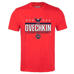 Alexander Ovechkin Washington Capitals Levelwear NHL All-Time Leading Goal Scorer Milestone Stars Name & Number Richmond T-Shirt - Red | NHL Clearance