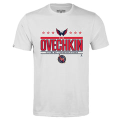 Alexander Ovechkin Washington Capitals Levelwear NHL All-Time Leading Goal Scorer Milestone Stars Name & Number Richmond T-Shirt - White | NHL on sale