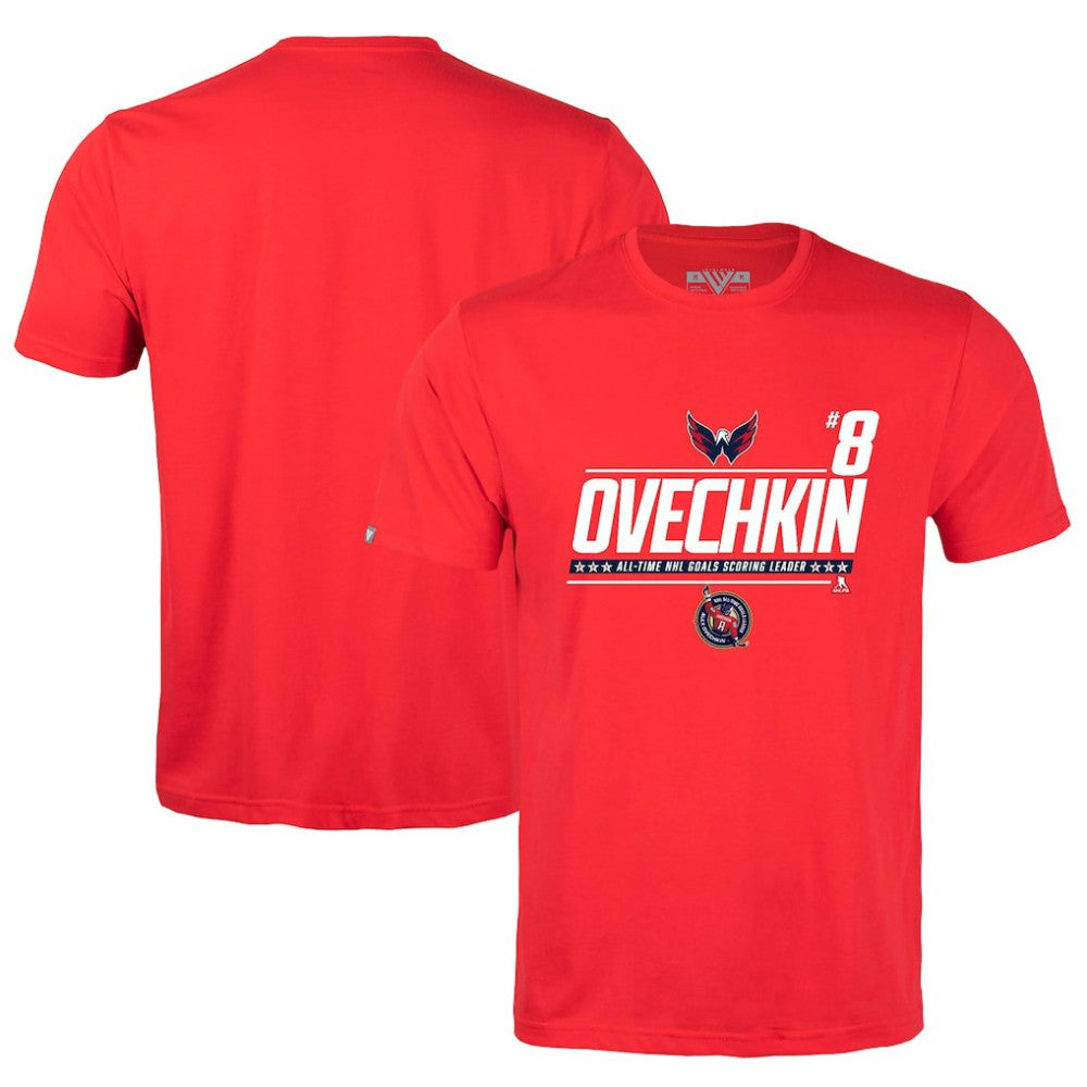 Alexander Ovechkin Washington Capitals Levelwear NHL All-Time Leading Goal Scorer Milestone Name & Number Richmond T-Shirt - Red | NHL online