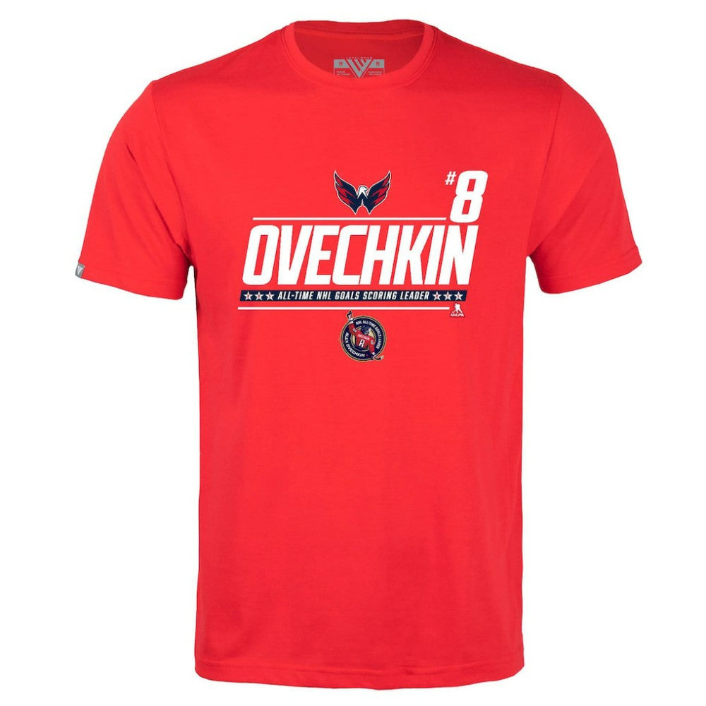 Alexander Ovechkin Washington Capitals Levelwear NHL All-Time Leading Goal Scorer Milestone Name & Number Richmond T-Shirt - Red | NHL online