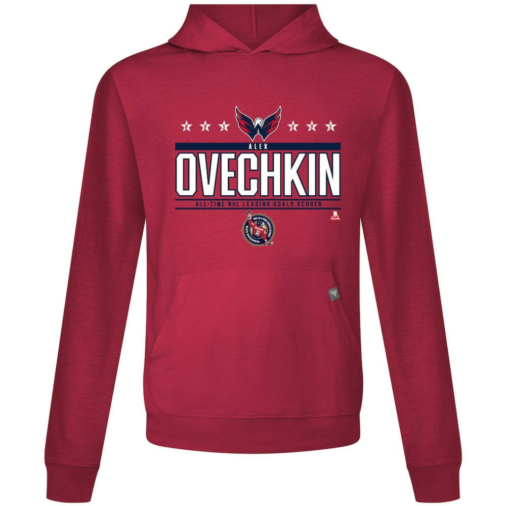Alexander Ovechkin Washington Capitals Levelwear NHL All-Time Leading Goal Scorer Milestone Stars Name & Number Relay Pullover Hoodie - Red | NHL sale