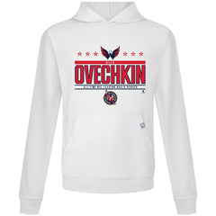 Alexander Ovechkin Washington Capitals Levelwear NHL All-Time Leading Goal Scorer Milestone Stars Name & Number Relay Pullover Hoodie - White | NHL Lifestyle