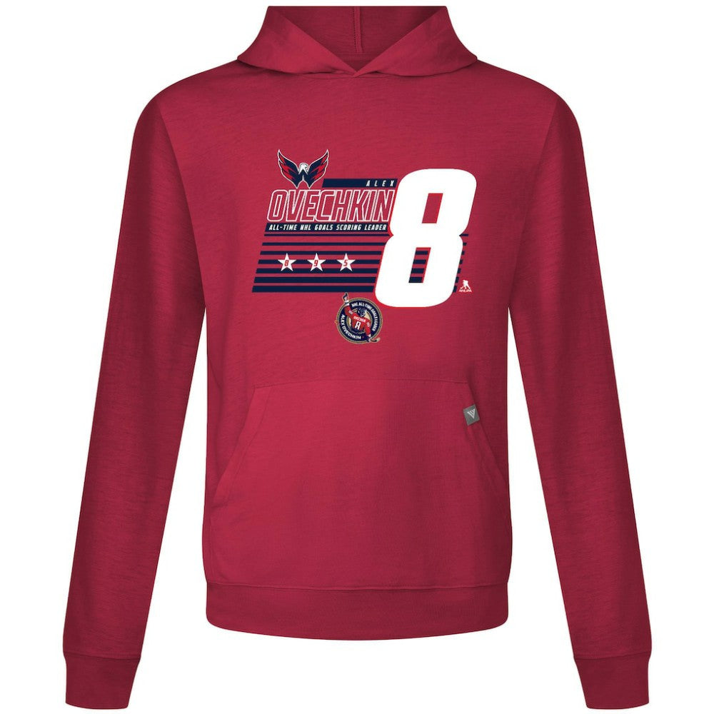 Alexander Ovechkin Washington Capitals Levelwear NHL All-Time Leading Goal Scorer Milestone Stripes Name & Number Relay Pullover Hoodie - Red | NHL on sale