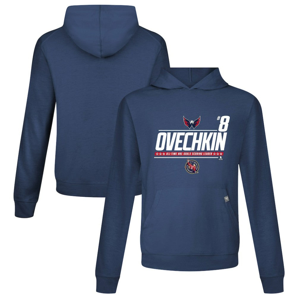 Alexander Ovechkin Washington Capitals Levelwear NHL All-Time Leading Goal Scorer Milestone Name & Number Relay Pullover Hoodie - Navy | NHL online
