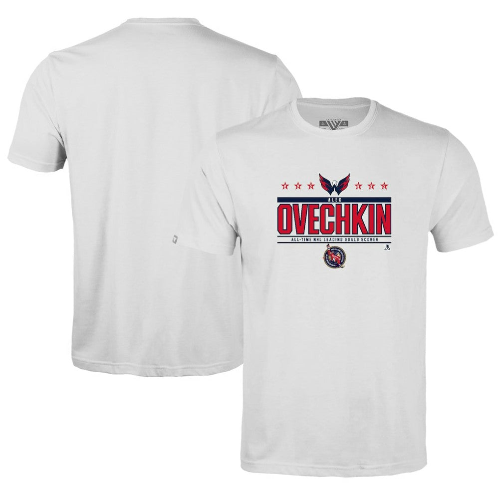 Alexander Ovechkin Washington Capitals Levelwear Youth NHL All-Time Leading Goal Scorer Milestone Stars Name & Number Little Richmond T-Shirt - White | NHL sale