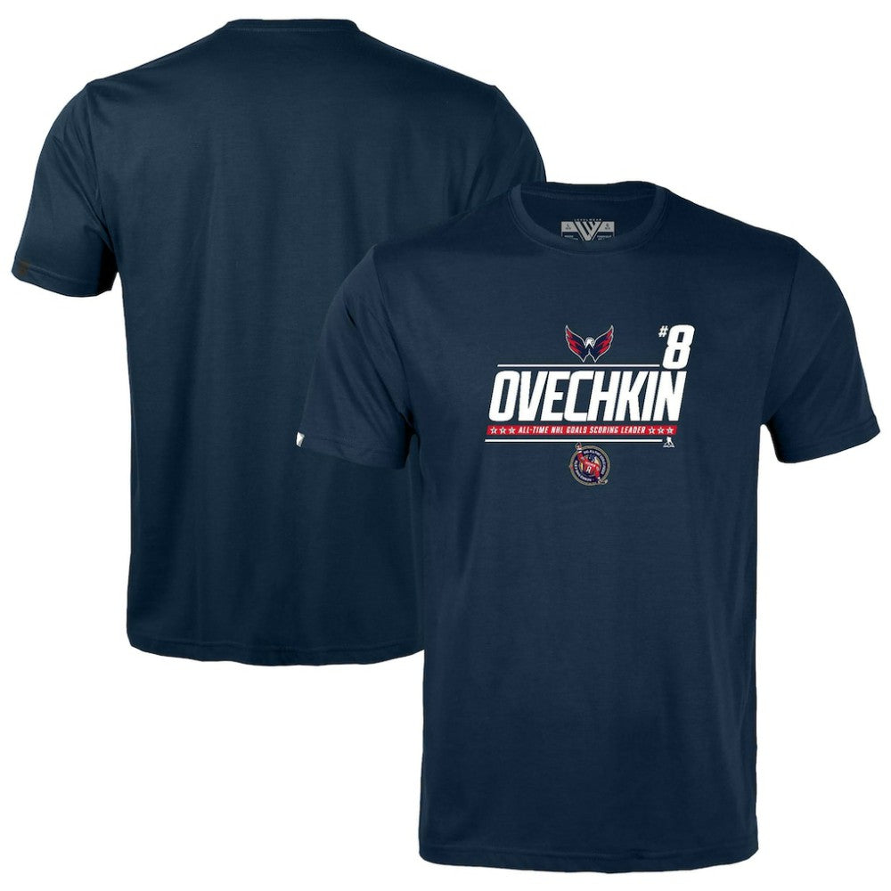 Alexander Ovechkin Washington Capitals Levelwear Youth NHL All-Time Leading Goal Scorer Milestone Name & Number Little Richmond T-Shirt - Navy | NHL sale
