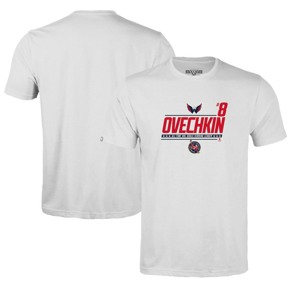 Alexander Ovechkin Washington Capitals Levelwear Youth NHL All-Time Leading Goal Scorer Milestone Name & Number Little Richmond T-Shirt - White | NHL sale