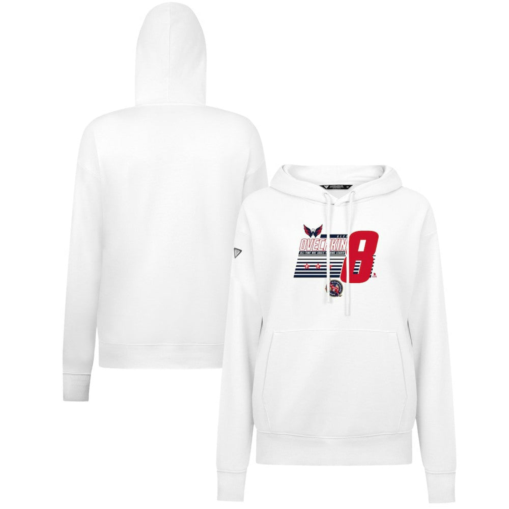 Alexander Ovechkin Washington Capitals Levelwear Women's NHL All-Time Leading Goal Scorer Milestone Stripes Name & Number Adorn Pullover Hoodie - White | NHL online