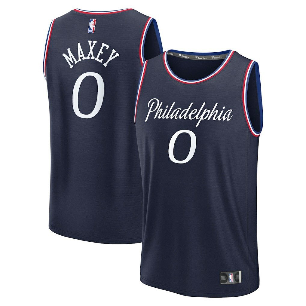 Fanatics Tyrese Maxey Philadelphia 76ers Youth 2025/26 City Edition Fast Break Jersey Navy