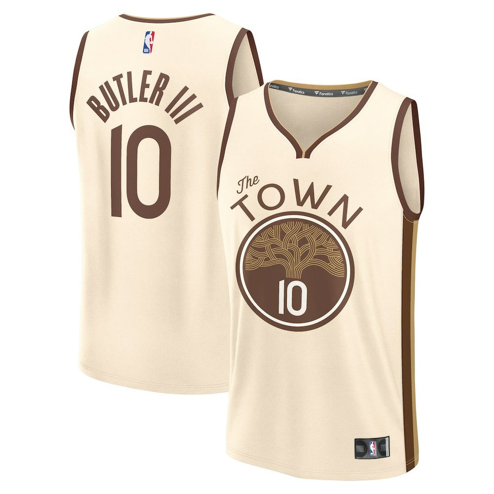 Fanatics Jimmy Butler III Golden State Warriors Youth 2025/26 City Edition Fast Break Jersey Tan