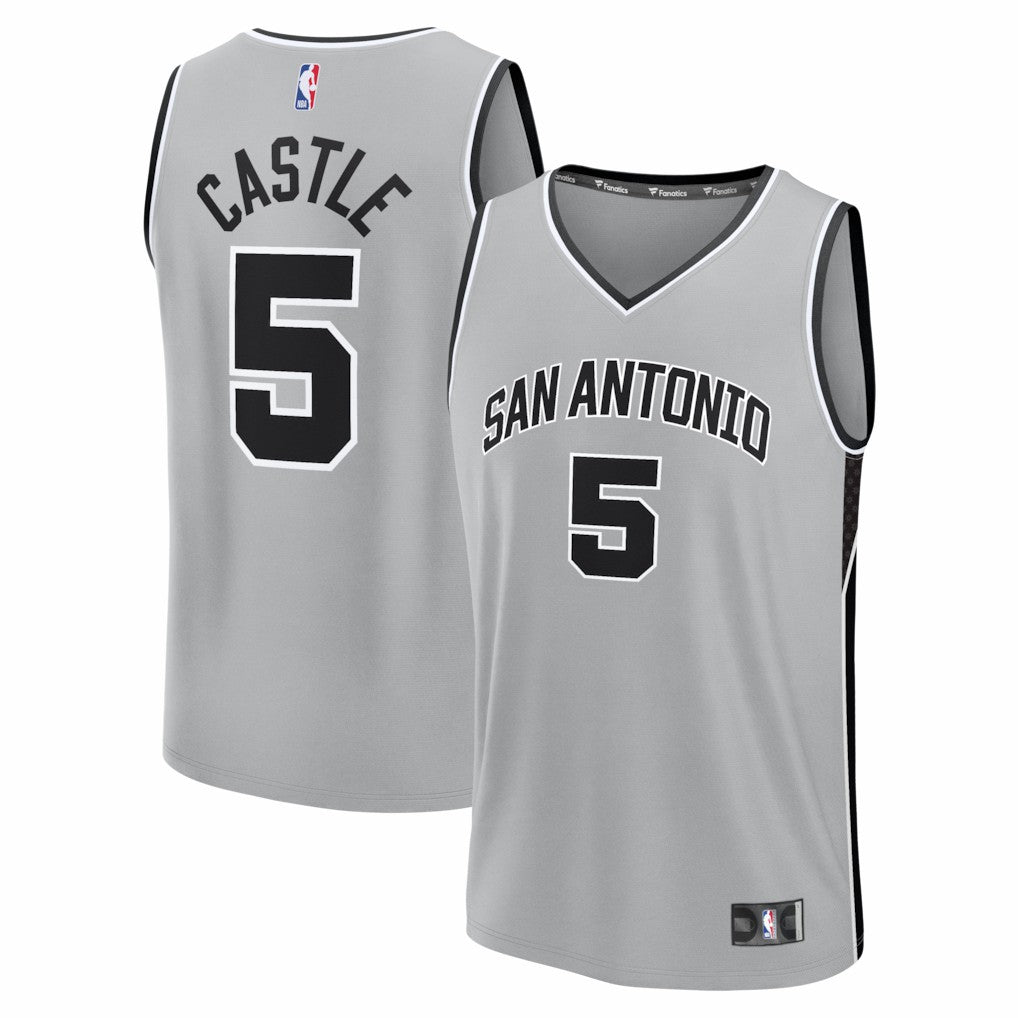 Fanatics Stephon Castle San Antonio Spurs Youth Fast Break Jersey Statement Edition Silver