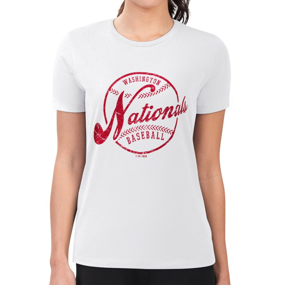 Washington Nationals G-III 4Her by Carl Banks Women's Super-Slim Fit Lightweight Distressed Baseball Team T-Shirt for sale