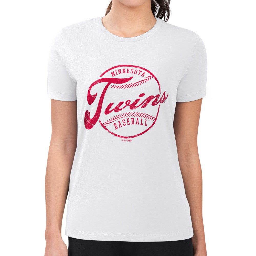 Minnesota Twins G-III 4Her by Carl Banks Women's Super-Slim Fit Lightweight Distressed Baseball Team T-Shirt Sale