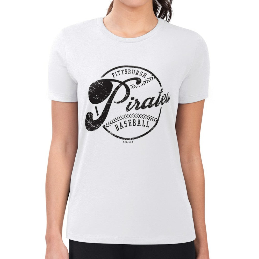 Pittsburgh Pirates G-III 4Her by Carl Banks Women's Super-Slim Fit Lightweight Distressed Baseball Team T-Shirt Sale