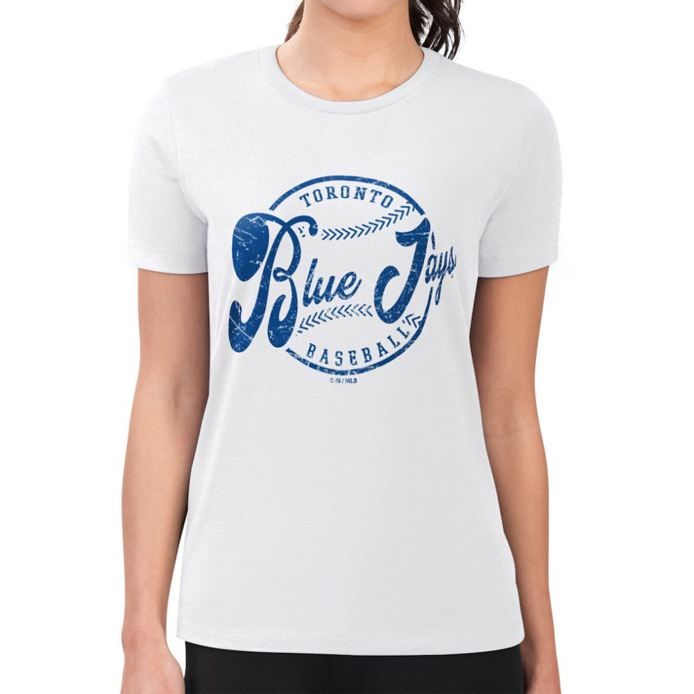 Toronto Blue Jays G-III 4Her by Carl Banks Women's Super-Slim Fit Lightweight Distressed Baseball Team T-Shirt Discount