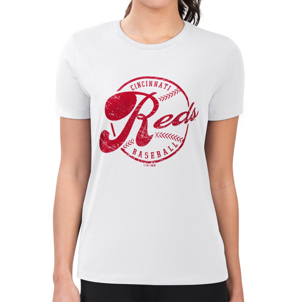 Cincinnati Reds G-III 4Her by Carl Banks Women's Super-Slim Fit Lightweight Distressed Baseball Team T-Shirt Discount