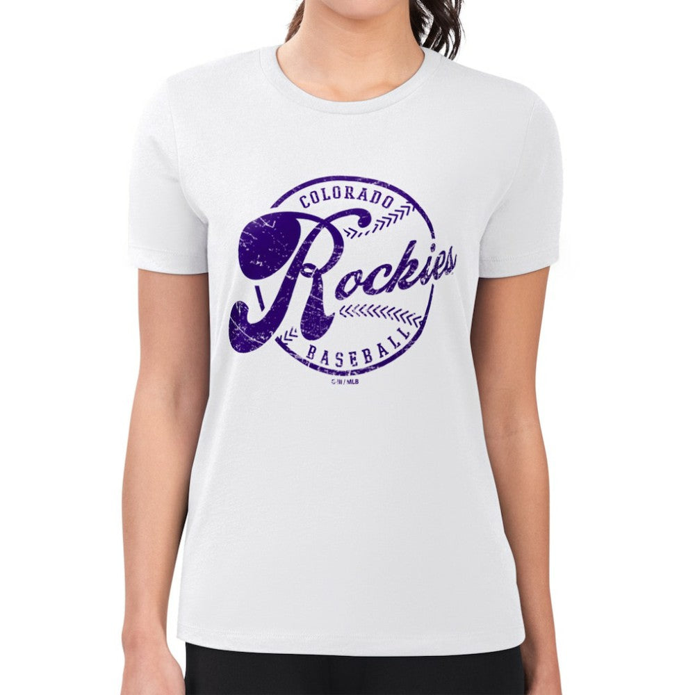 Colorado Rockies G-III 4Her by Carl Banks Women's Super-Slim Fit Lightweight Distressed Baseball Team T-Shirt Online