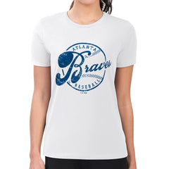 Atlanta Braves G-III 4Her by Carl Banks Women's Super-Slim Fit Lightweight Distressed Baseball Team T-Shirt Outlet