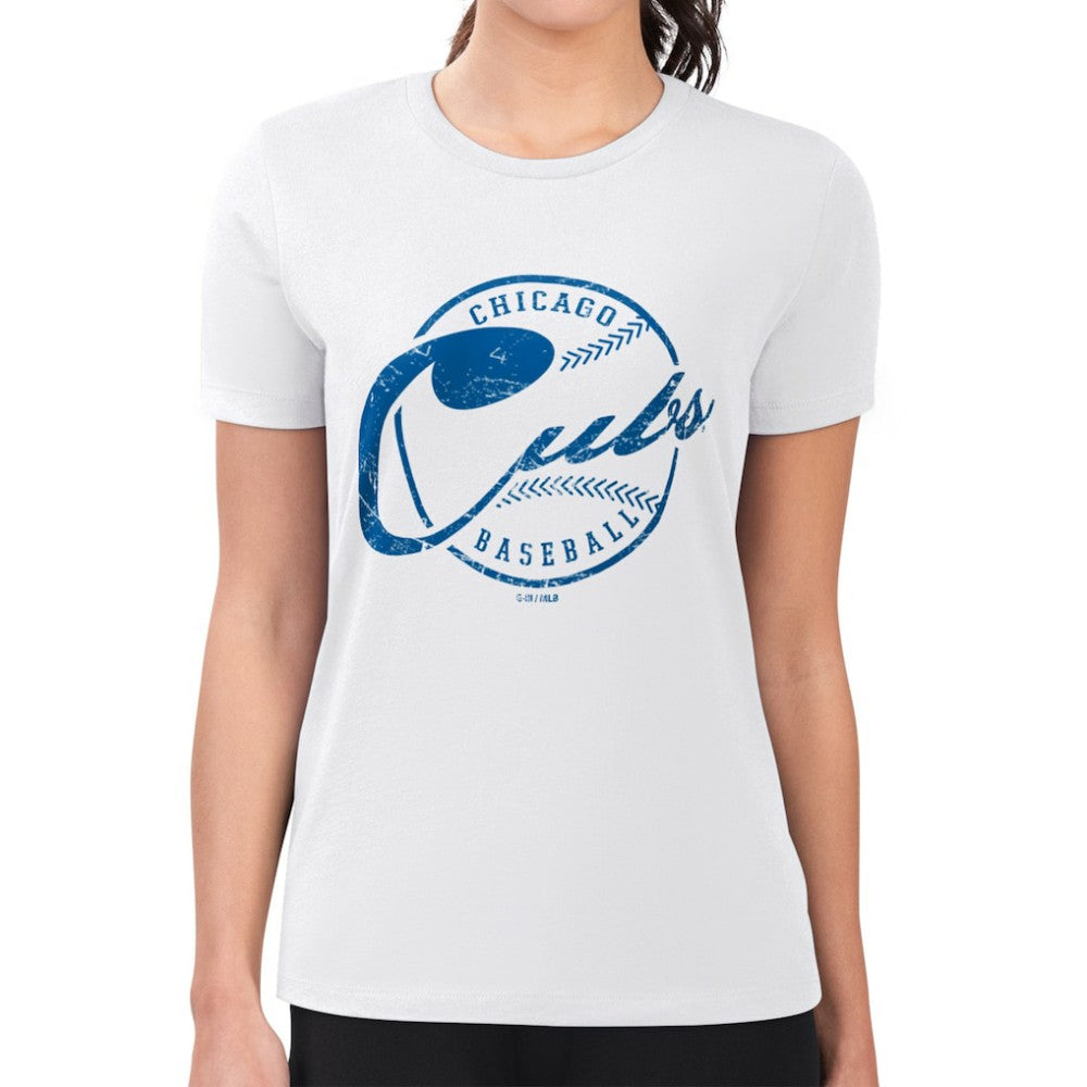 Chicago Cubs G-III 4Her by Carl Banks Women's Super-Slim Fit Lightweight Distressed Baseball Team T-Shirt Discount