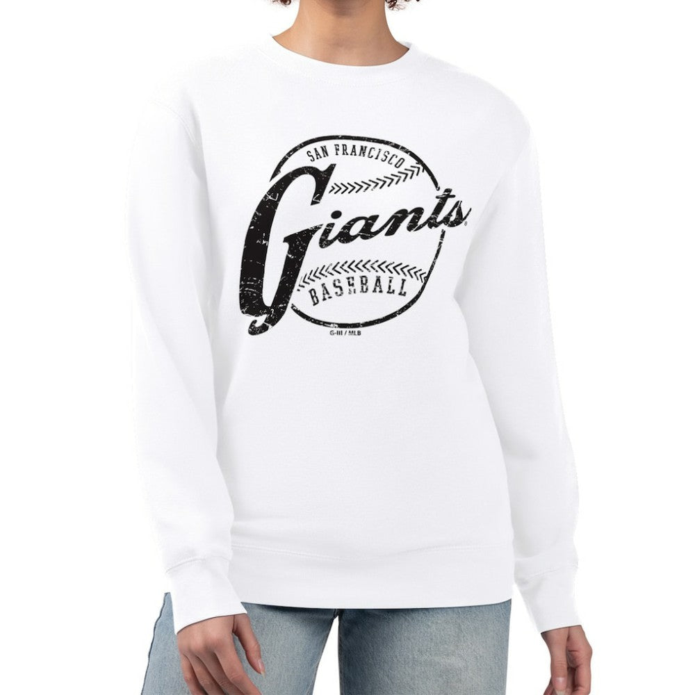 San Francisco Giants G-III 4Her by Carl Banks Women's Distressed Baseball Team Fleece Pullover Sweatshirt Online