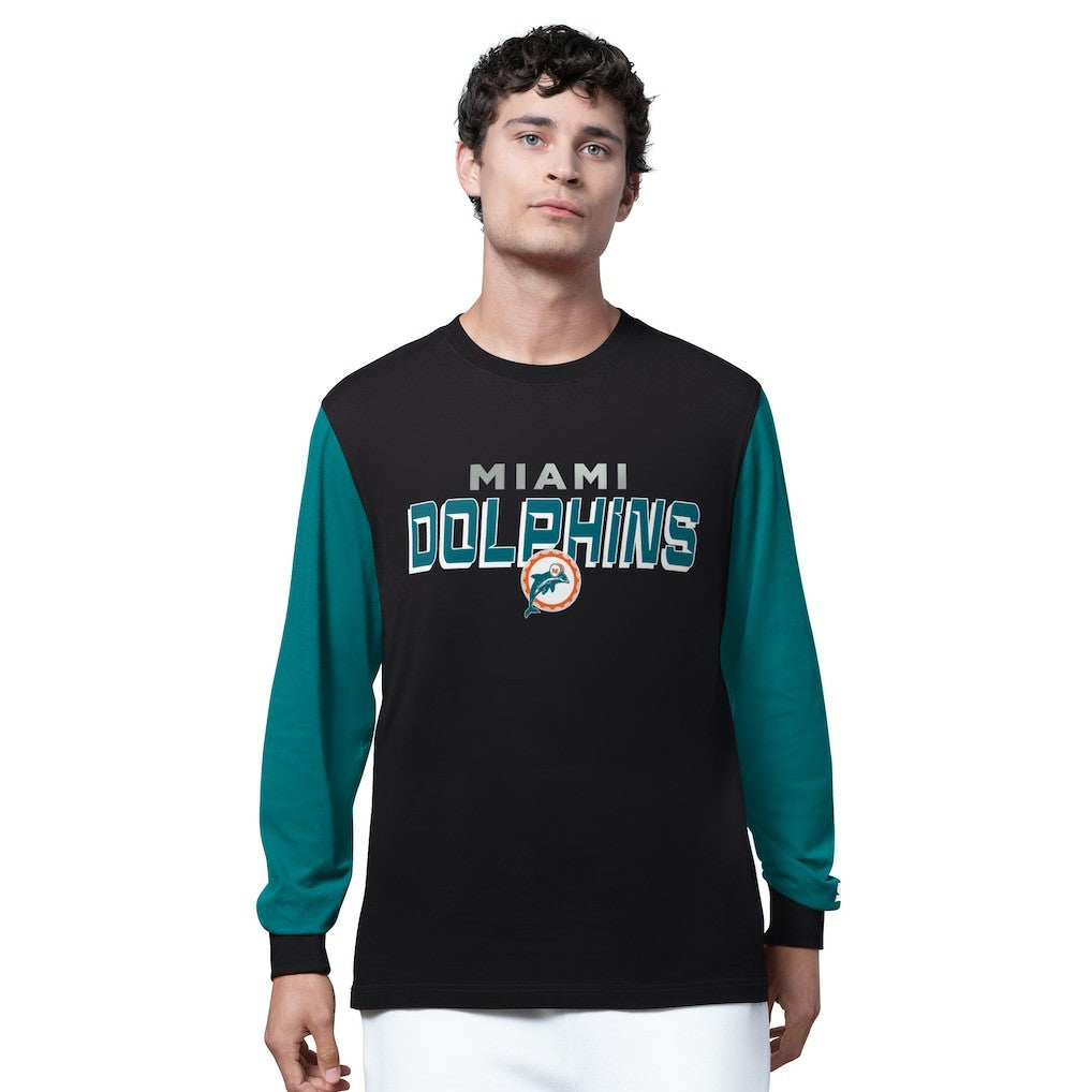 Miami Dolphins Starter Thursday Night Gridiron Long Sleeve T-Shirt - Black/Aqua - NFL