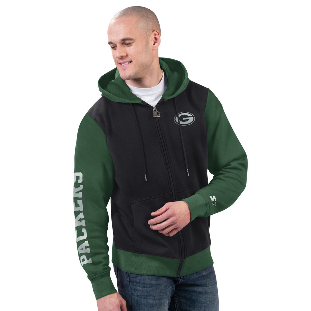 Green Bay Packers Starter Thursday Night Gridiron Full-Zip Hoodie - Black/Green - NFL