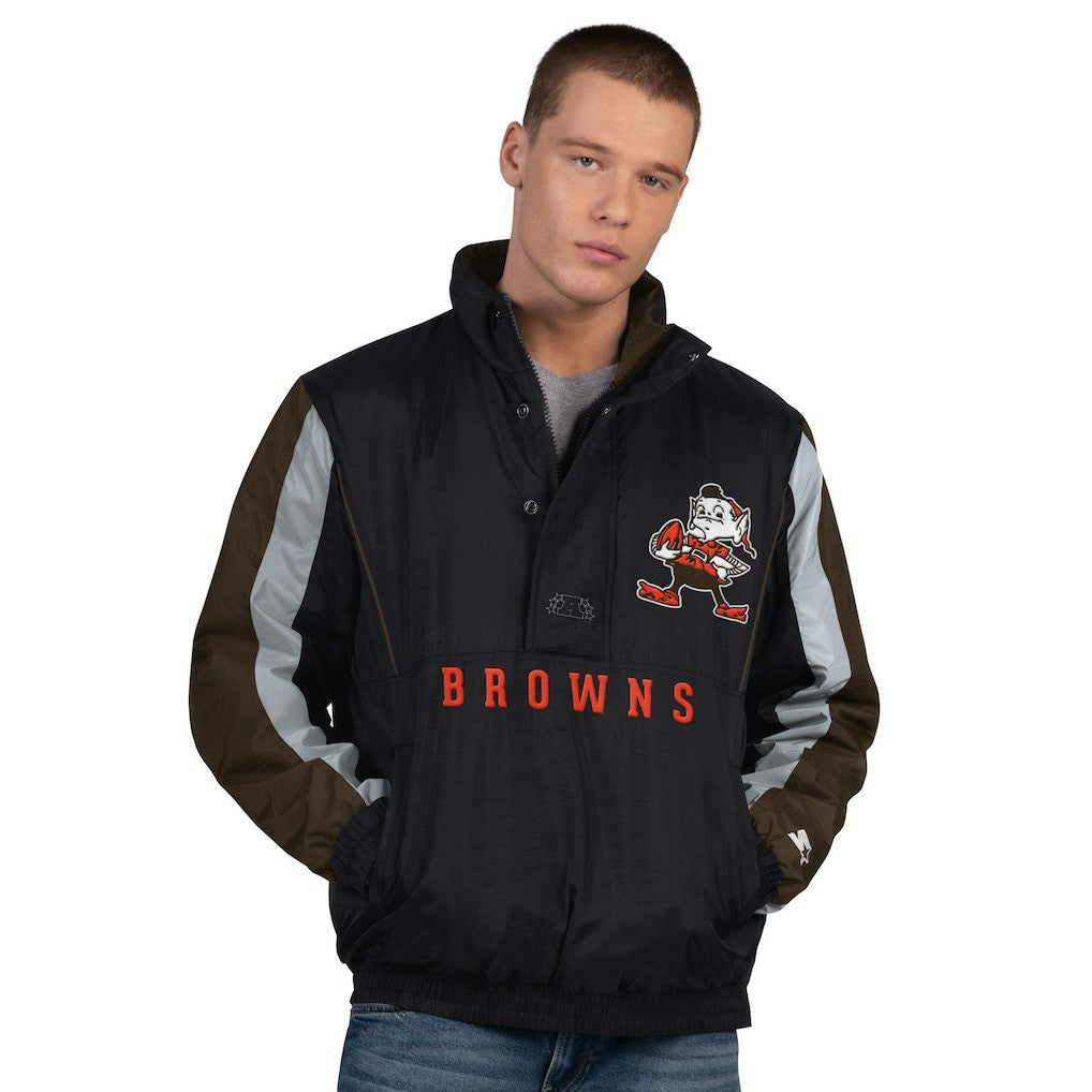 Cleveland Browns Starter Thursday Night Gridiron Vintage Logo Half-Zip Jacket - Black - NFL